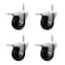Service Caster 4 Inch Soft Rubber Swivel 58 Inch Threaded Stem Caster Set with Total Lock Brake SCC-TSTTL20S414-SRS-58212-4 - alternate 1